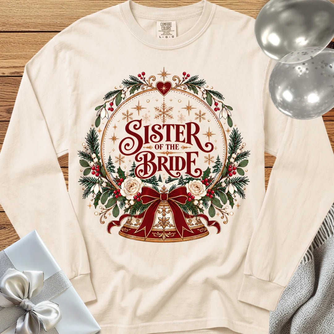 Sister of the Bride - Premium Snowglobe Wedding Long Sleeve T-Shirt - Ivory