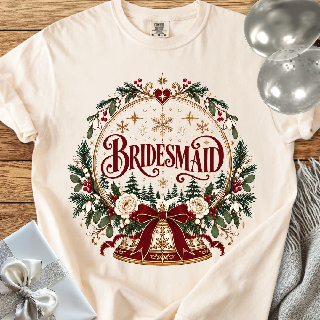 Bridesmaid - Premium Snowglobe Wedding T-Shirt - Ivory