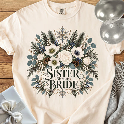 Sister of the Bride - Premium Winter Bouquet Wedding T-Shirt - Ivory