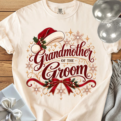Grandmother of the Groom - Premium Christmas Wedding T-Shirt - Ivory
