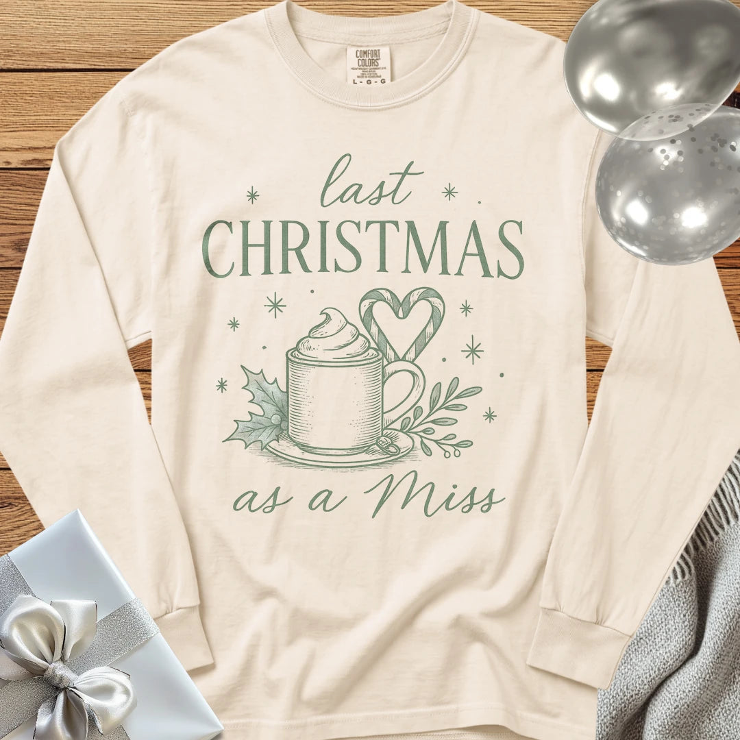 Last Christmas as Miss (Coffee) - Premium Engagement Long Sleeve T-Shirt - Ivory