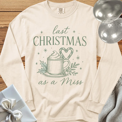 Last Christmas as Miss (Coffee) - Premium Engagement Long Sleeve T-Shirt - Ivory