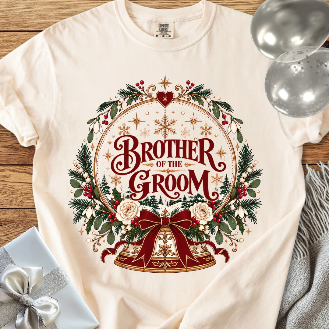 Brother of the Groom - Premium Snowglobe Wedding T-Shirt - Ivory
