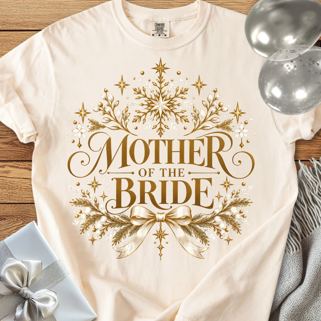 Mother of the Bride - Premium Winter Sparkle Wedding T-Shirt - Ivory