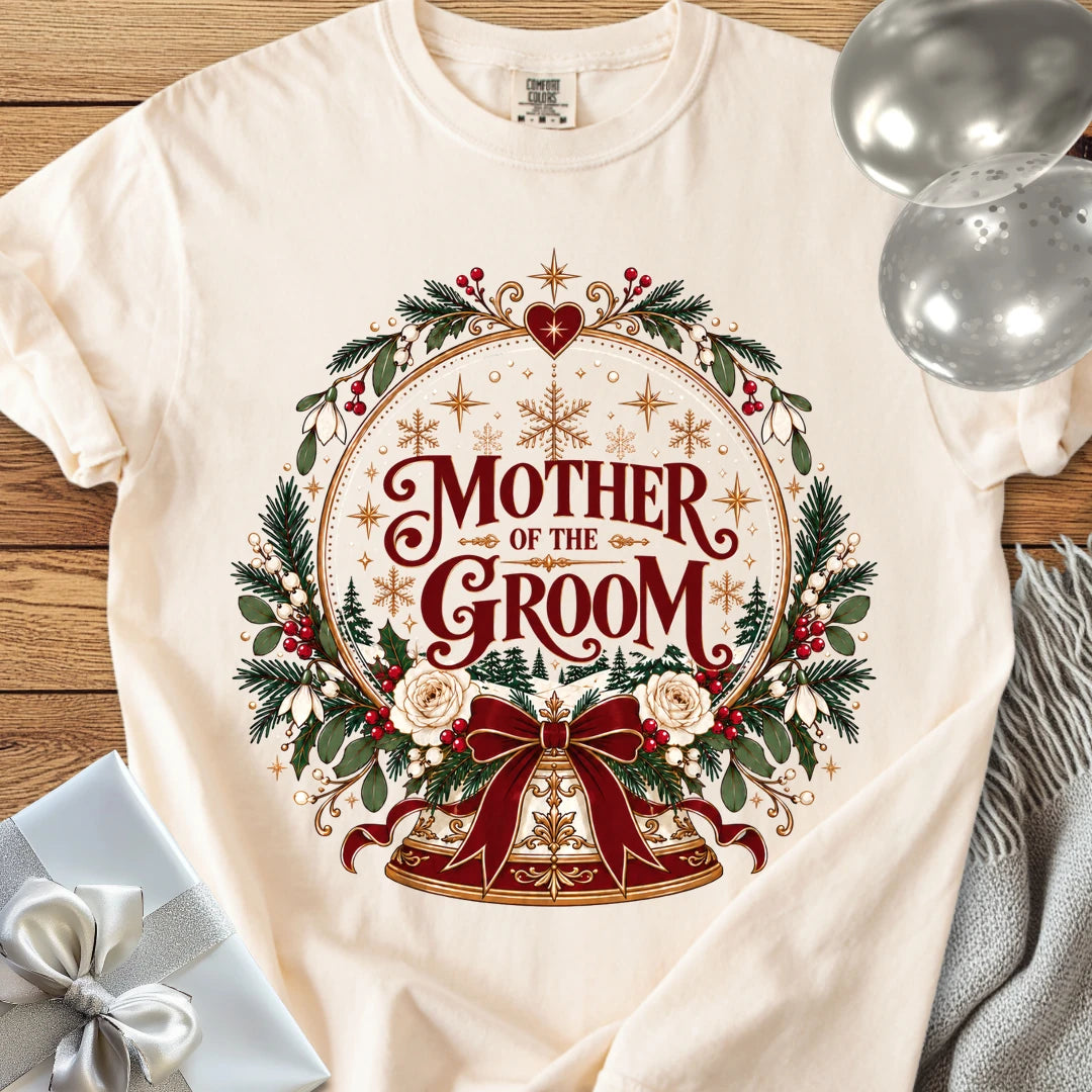 Mother of the Groom - Premium Snowglobe Wedding T-Shirt - Ivory