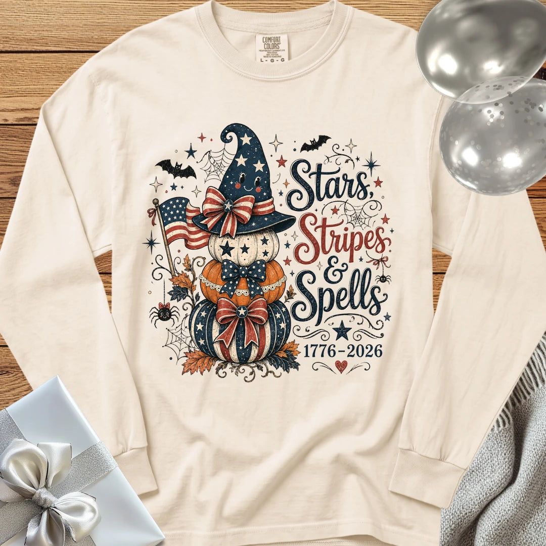 Stars, Stripes & Spells - Premium Halloween America 250 Long Sleeve T-Shirt - Ivory