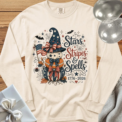 Stars, Stripes & Spells - Premium Halloween America 250 Long Sleeve T-Shirt - Ivory