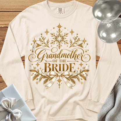 Grandmother of the Bride - Premium Winter Sparkle Wedding Long Sleeve T-Shirt - Ivory