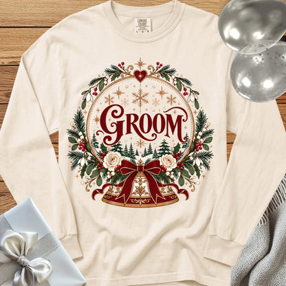 Groom - Premium Snowglobe Wedding Long Sleeve T-Shirt - Ivory
