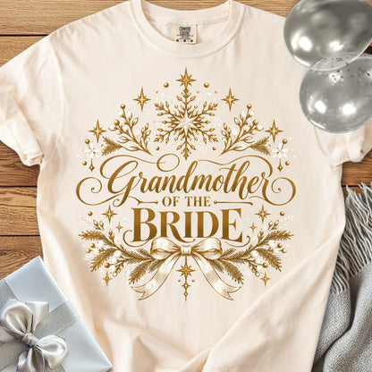 Grandmother of the Bride - Premium Winter Sparkle Wedding T-Shirt - Ivory