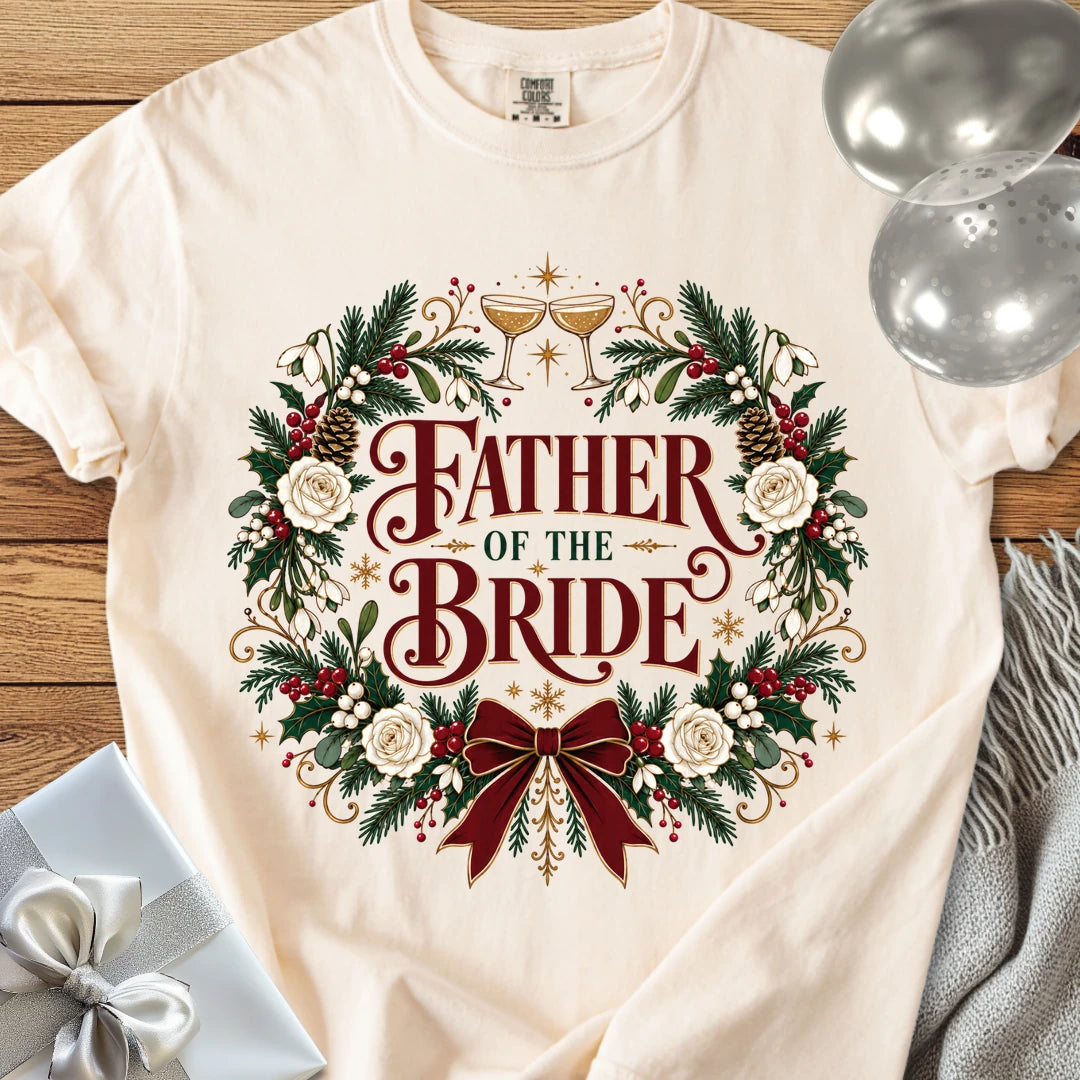 Father of the Bride - Premium Winter Crest Wedding T-Shirt - Ivory