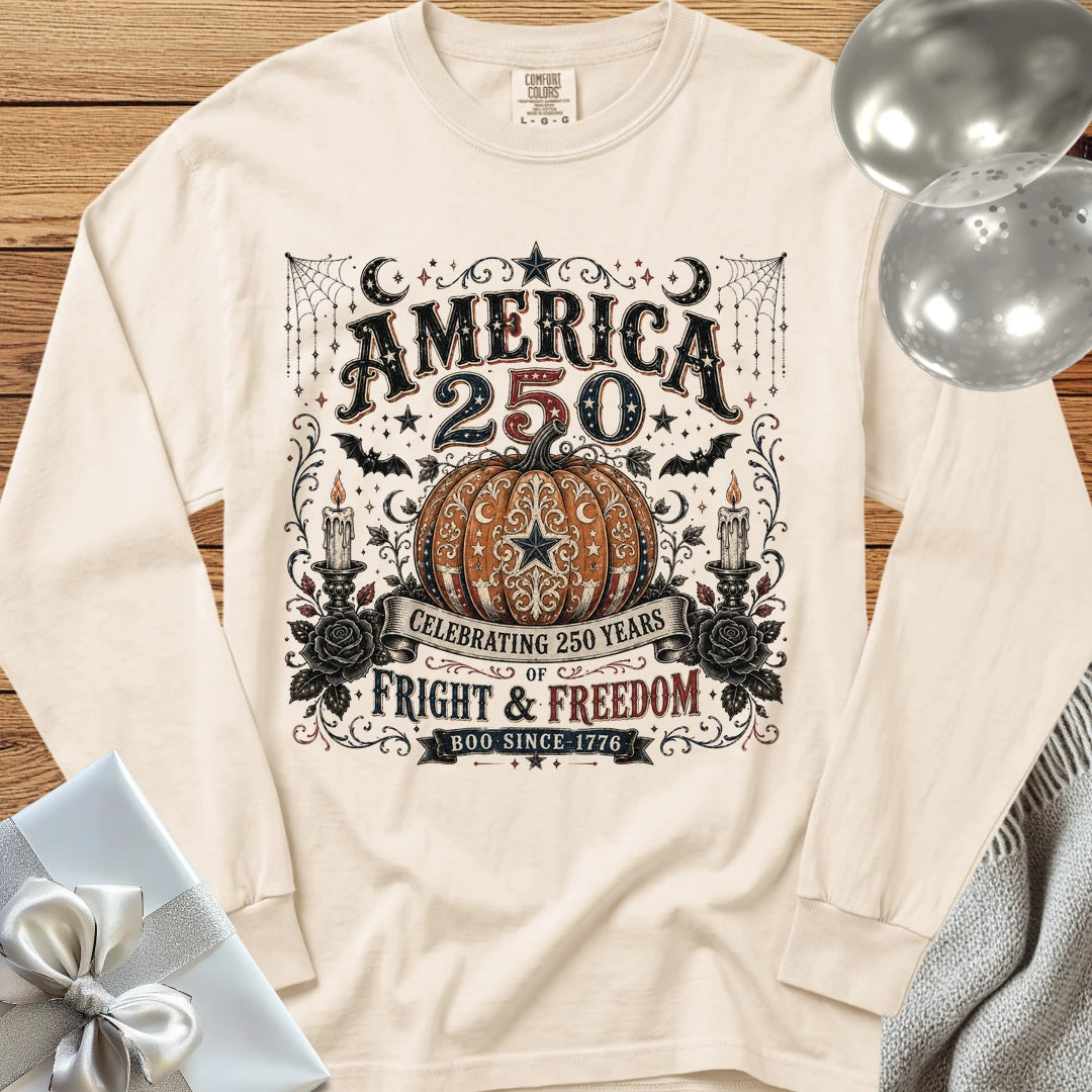 America 250, Fright & Freedom - Premium Halloween America 250 Long Sleeve T-Shirt - Ivory