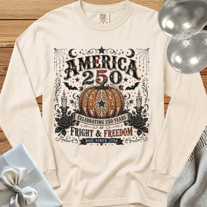 America 250, Fright & Freedom - Premium Halloween America 250 Long Sleeve T-Shirt - Ivory