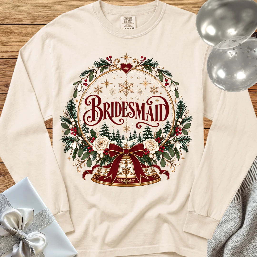Bridesmaid - Premium Snowglobe Wedding Long Sleeve T-Shirt - Ivory