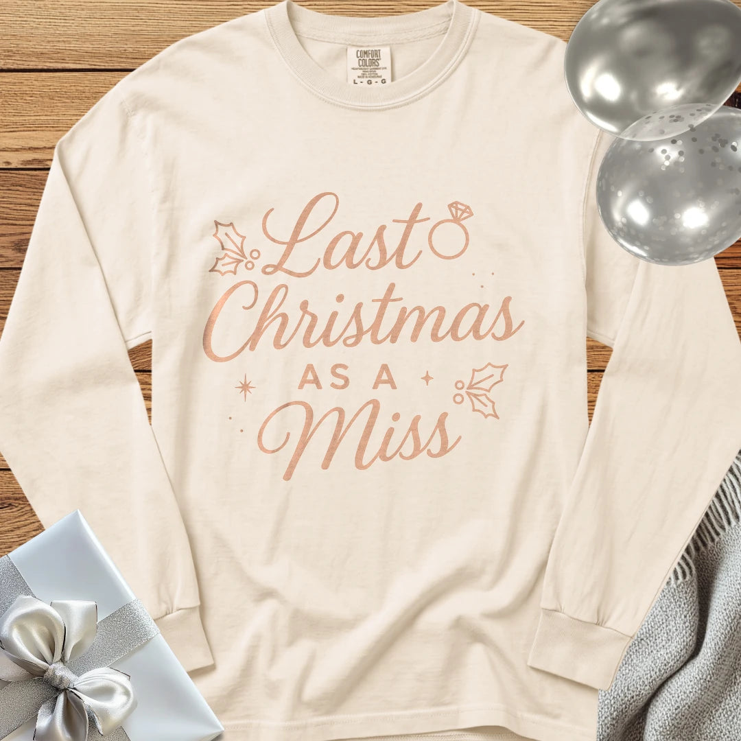 Last Christmas as Miss (Rose Gold) - Premium Engagement Long Sleeve T-Shirt - Ivory