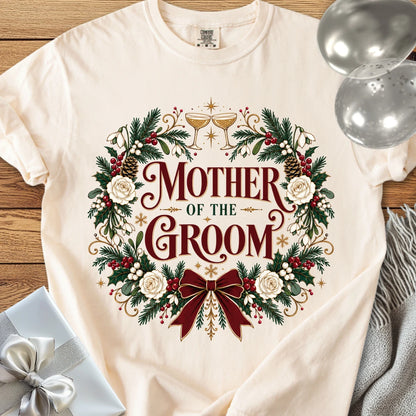 Mother of the Groom - Premium Winter Crest Wedding T-Shirt - Ivory