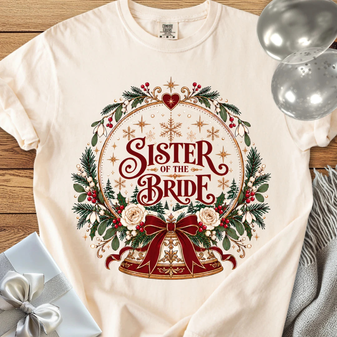 Sister of the Bride - Premium Snowglobe Wedding T-Shirt - Ivory