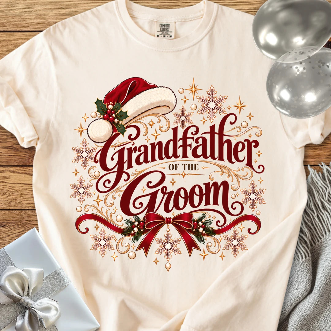 Grandfather of the Groom - Premium Christmas Wedding T-Shirt - Ivory