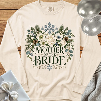 Mother of the Bride - Premium Winter Bouquet Wedding Long Sleeve T-Shirt - Ivory