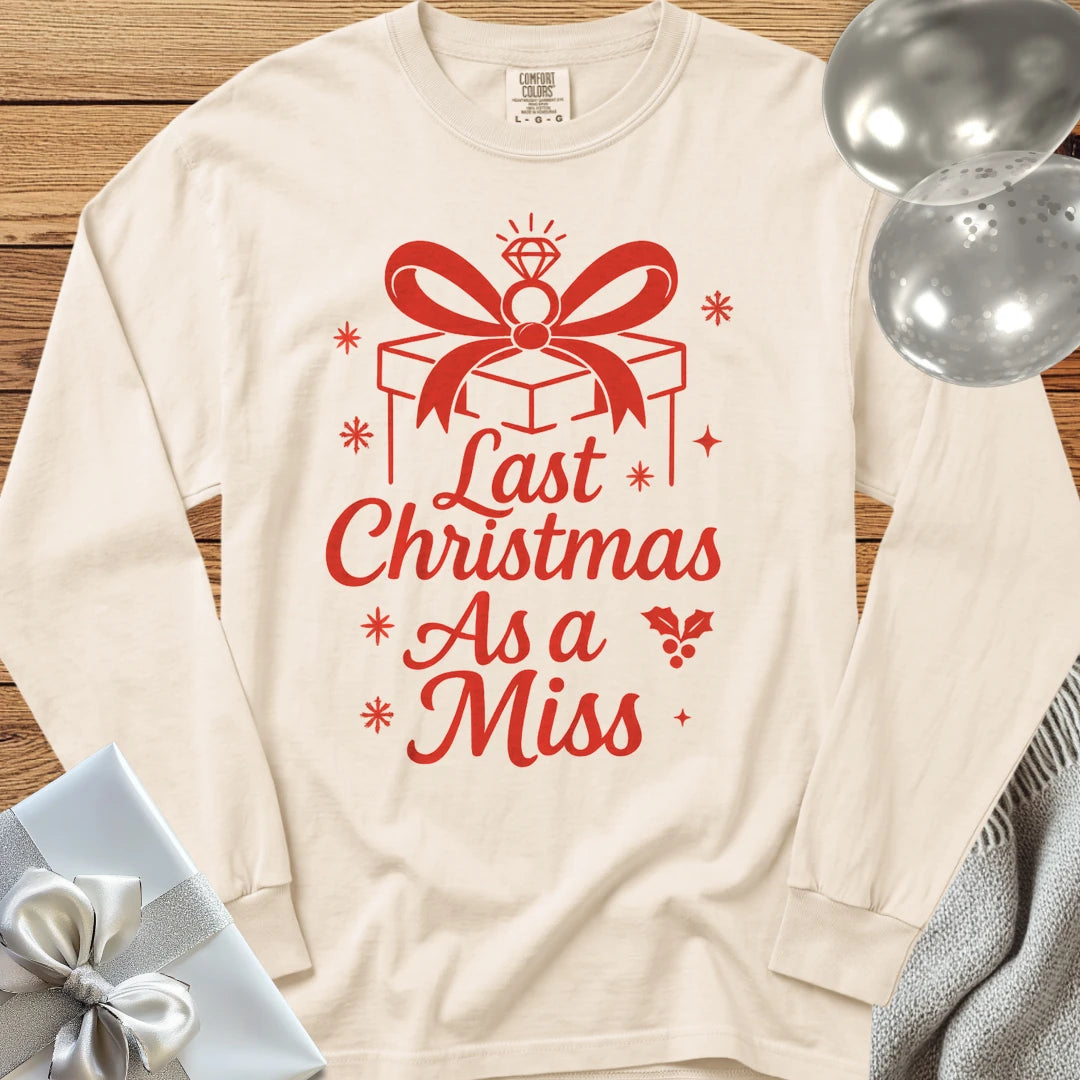 Last Christmas as Miss (Present) - Premium Engagement Long Sleeve T-Shirt - Ivory