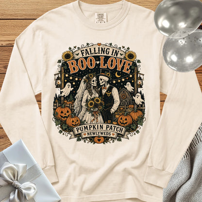 Falling in Boo-Love - Premium Halloween Newlywed Long Sleeve T-Shirt - Ivory