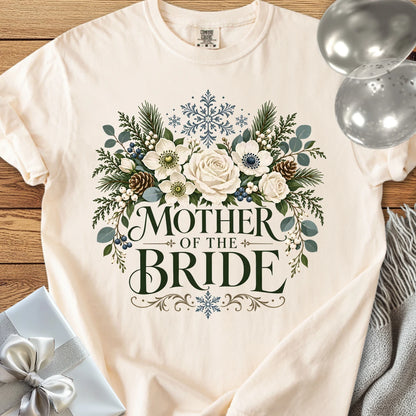Mother of the Bride - Premium Winter Bouquet Wedding T-Shirt - Ivory