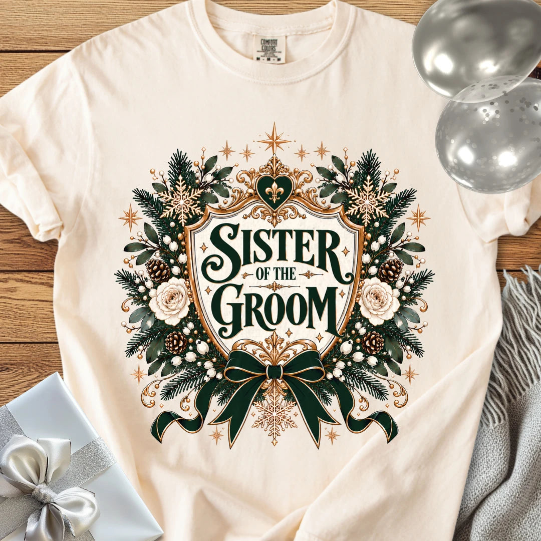 Sister of the Groom - Premium Winter Heirloom Wedding T-Shirt - Ivory