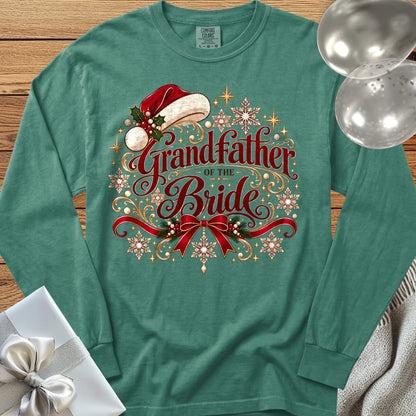 Grandfather of the Bride - Premium Christmas Long Sleeve Wedding T-Shirt - Light Green