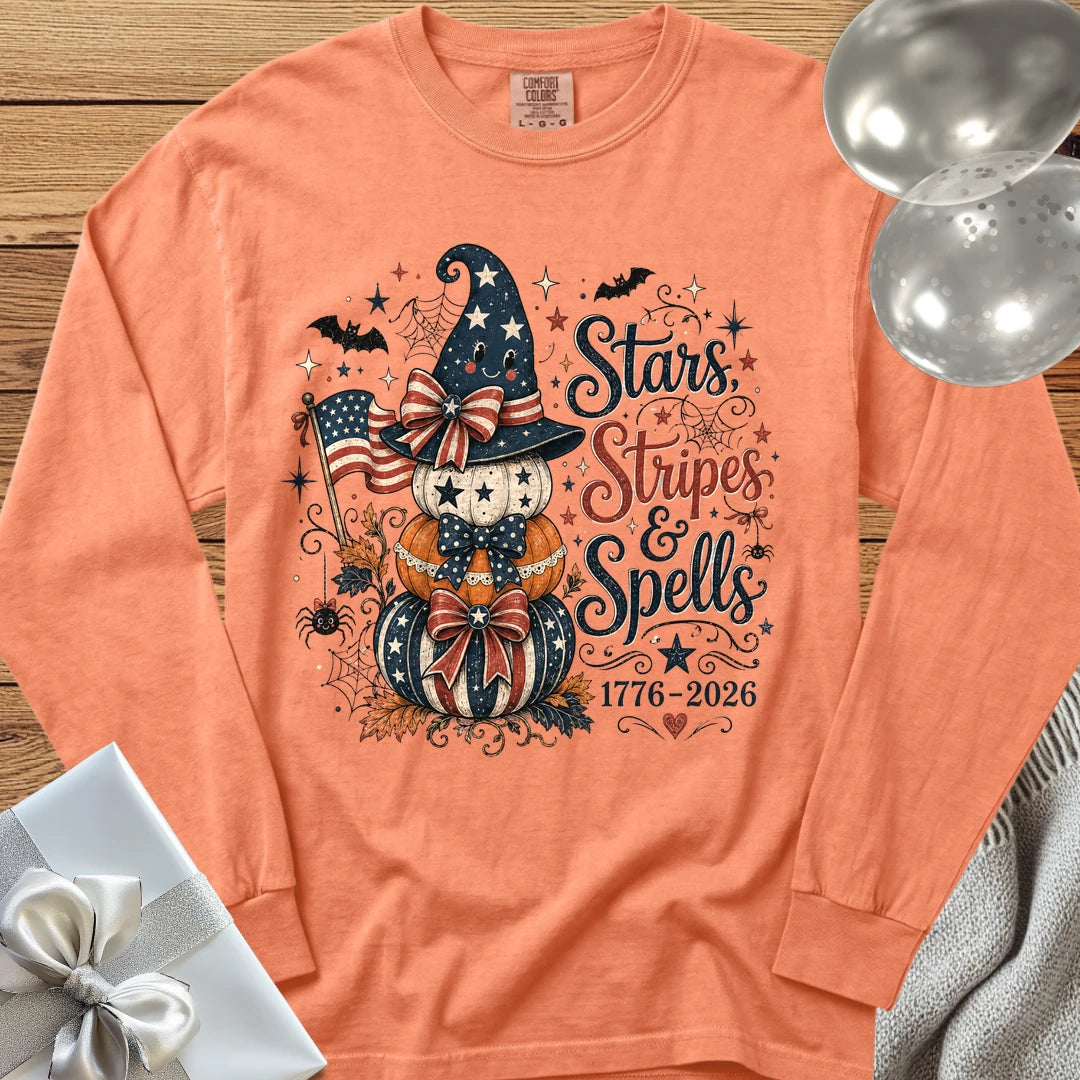 Stars, Stripes & Spells - Premium Halloween America 250 Long Sleeve T-Shirt - Melon