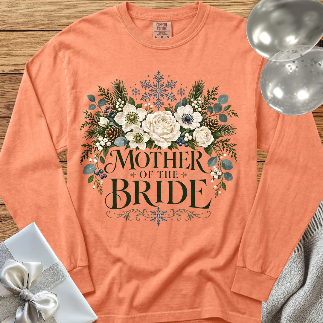 Mother of the Bride - Premium Winter Bouquet Wedding Long Sleeve T-Shirt - Melon