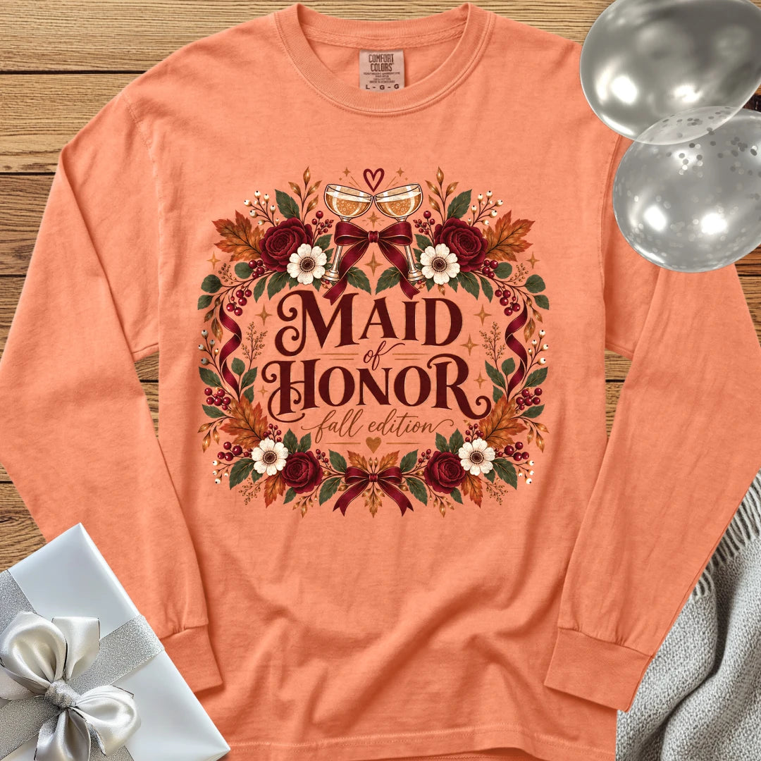 Maid of Honor, Fall Edition - Premium Wedding Long Sleeve T-Shirt - Melon