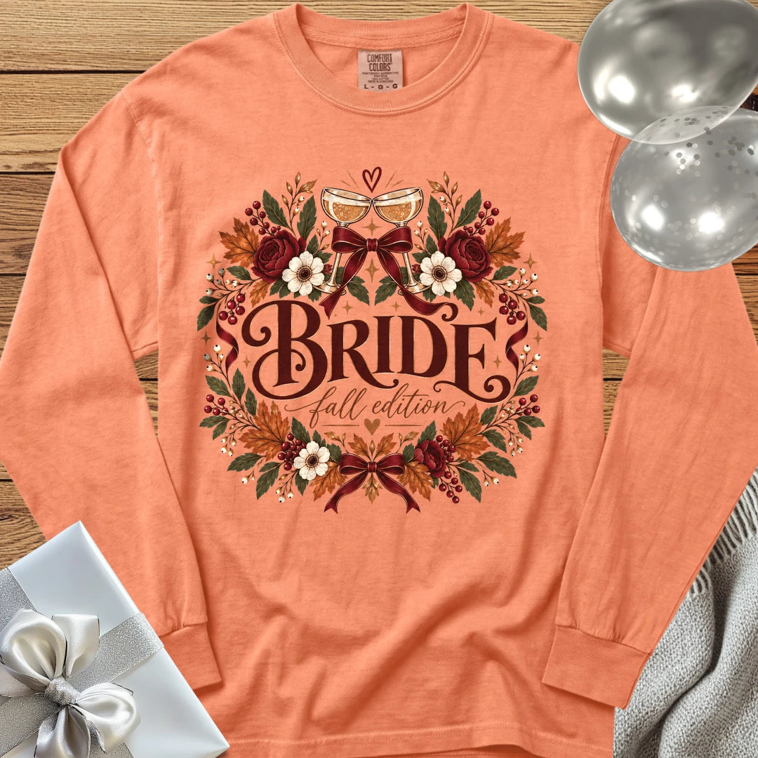 Bride, Fall Edition - Premium Wedding Long Sleeve T-Shirt - Melon