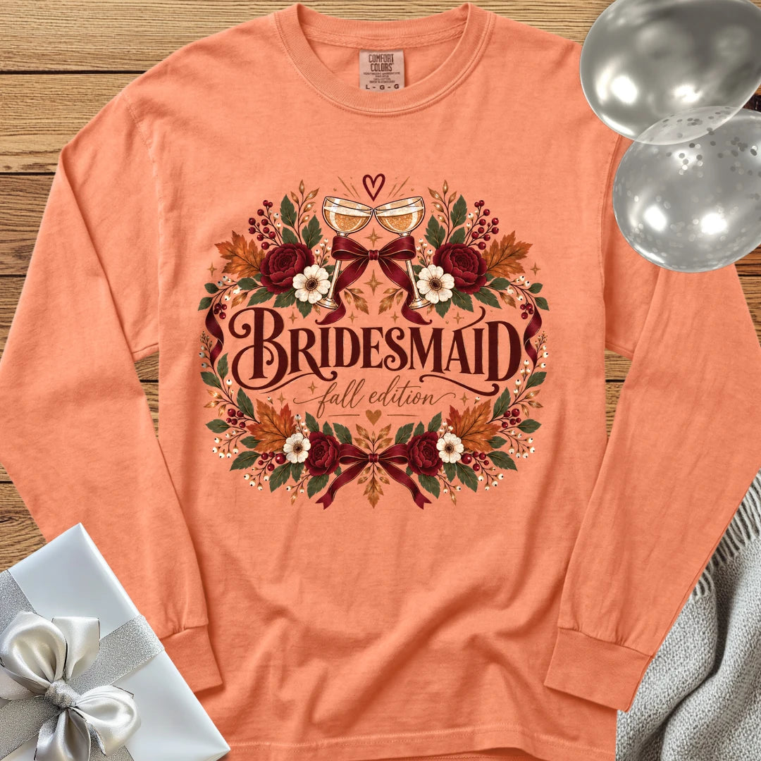 Bridesmaid, Fall Edition - Premium Wedding Long Sleeve T-Shirt - Melon