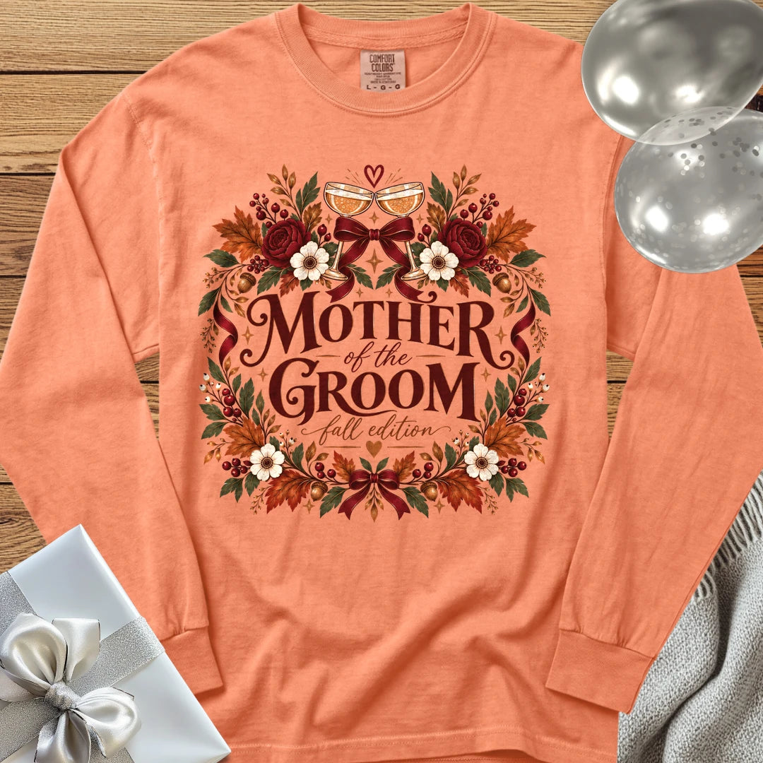 Mother of the Groom, Fall Edition - Premium Wedding Long Sleeve T-Shirt - Melon