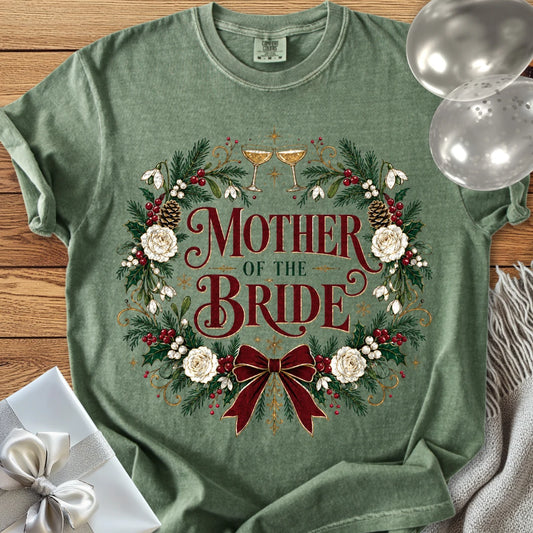 Mother of the Bride - Premium Winter Crest Wedding T-Shirt - Moss