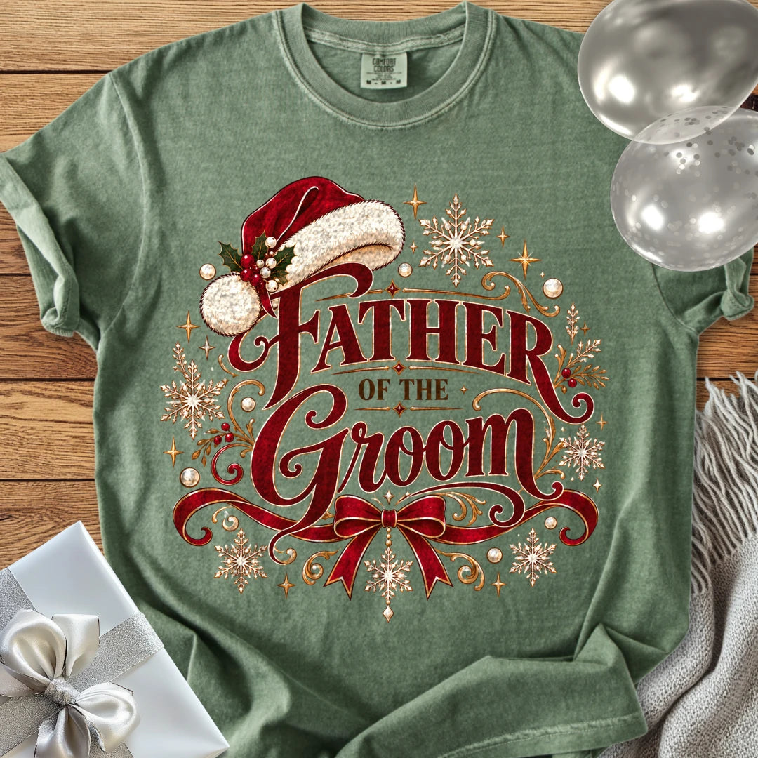 Father of the Groom - Premium Christmas Wedding T-Shirt - Moss