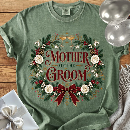 Mother of the Groom - Premium Winter Crest Wedding T-Shirt - Moss