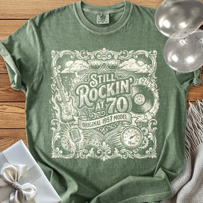 Still Rockin' at 70, Original 1957 Model - Premium 70th Birthday T-Shirt - Moss