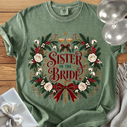 Sister of the Bride - Premium Winter Crest Wedding T-Shirt - Moss