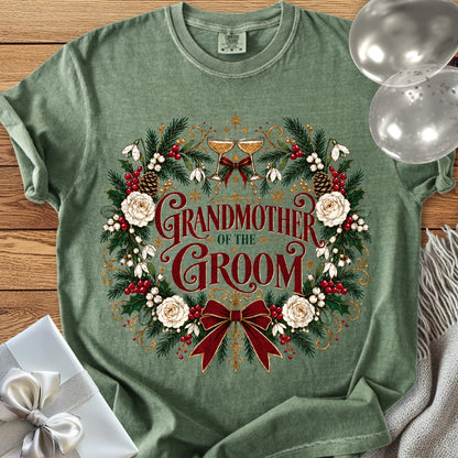 Grandmother of the Groom - Premium Winter Crest Wedding T-Shirt - Moss