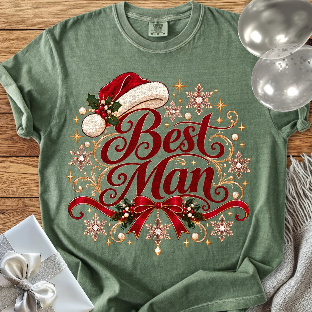 Best Man - Premium Christmas Wedding T-Shirt - Moss