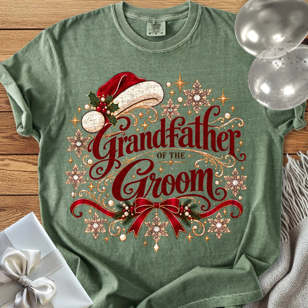 Grandfather of the Groom - Premium Christmas Wedding T-Shirt - Moss