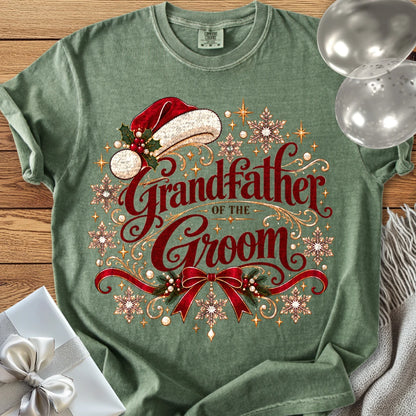 Grandfather of the Groom - Premium Christmas Wedding T-Shirt - Moss