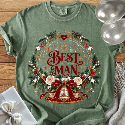 Best Man - Premium Snowglobe Wedding T-Shirt - Moss