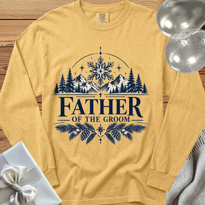 Father of the Groom - Premium Winter Peaks Wedding Long Sleeve T-Shirt - Mustard