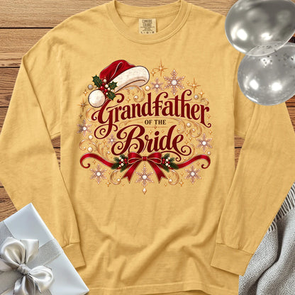 Grandfather of the Bride - Premium Christmas Long Sleeve Wedding T-Shirt - Mustard