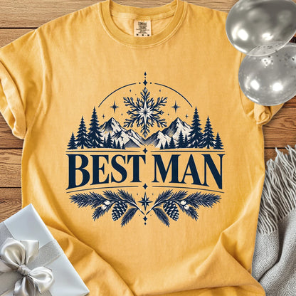 Best Man - Premium Winter Peaks Wedding T-Shirt - Mustard