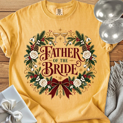 Father of the Bride - Premium Winter Crest Wedding T-Shirt - Mustard