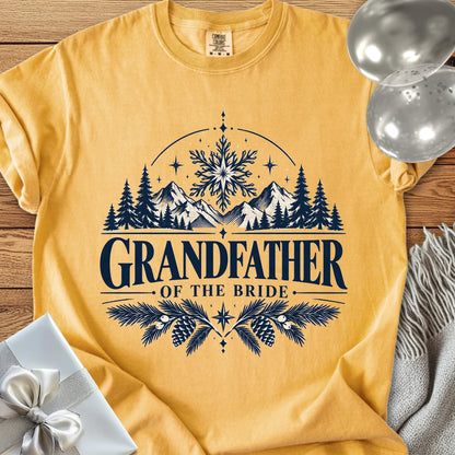 Grandfather of the Bride - Premium Winter Peaks Wedding T-Shirt - Mustard