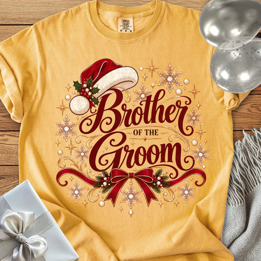 Brother of the Groom - Premium Christmas Wedding T-Shirt - Mustard